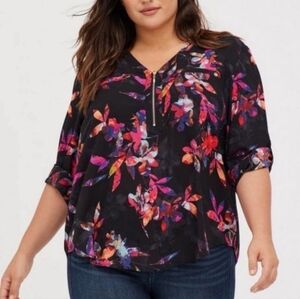 Torrid Harper Georgette Floral Zip-Front Blouse Plus Size 6X